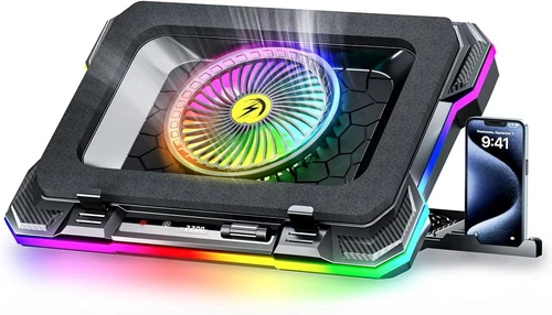 Gaming Laptop Cooling Pad with 5.5" Turbo Fan, Rapid Cooling, 15.6-19.3" Laptops