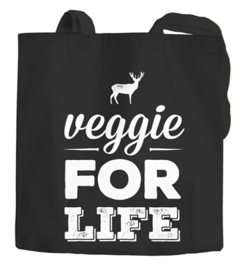 Jutebeutel Veggie for Life Vegetarier Baumwolltasche Stoffbeutel Tragetasche