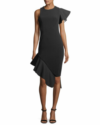 FEW MODA RUFFLED ASYMMETRIC -HEM BLACK DRESS sz L | eBay FEW MODA RUFFLED ASYMMETRIC -HEM BLACK DRESS sz L | eBay