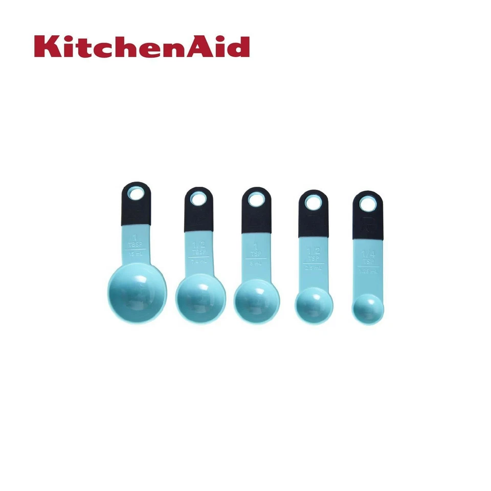 KitchenAid Classic Measuring Spoons Aqua Sky BPA-free Plastic Set of 5 - Image 4 of 4