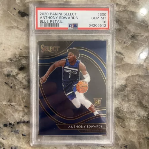 2020 Panini Select Anthony Edwards RC Blue Retail PSA 10 Gem Mint #300 Courtside