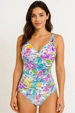 Vintage Gabar Womens  Swimsuit Bathing Suit Floral One Piece Size 10 1970s