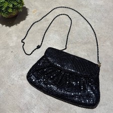 Vtg Mesh Chainmail Evening Bag Clutch Black Crossbody Formal Wedding Night Out