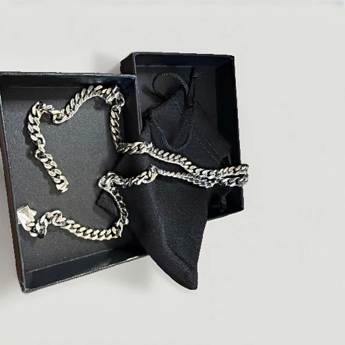 Heavy Mens 8mm Silver Polished Stainless Steel Miami Cuban Link Chain Necklace - product listing photo
