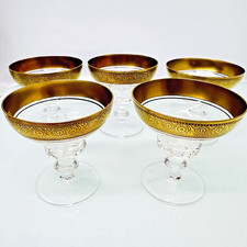 Theresienthal Mintonborde 5 Likörgläser Likörschalen Kristall Gläser Gold