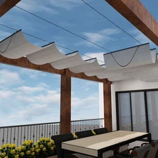 4' x 16' Retractable Sun Shade Canopy Cover Sliding Wave Shade Sail for Pergo...