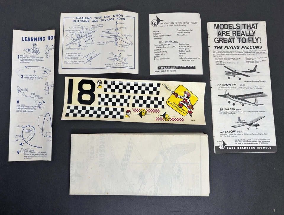 Carl Goldberg Swordsman 18 Balsa Wood R/C Control Line Model Airplane Kit G3 - Image 4 of 4