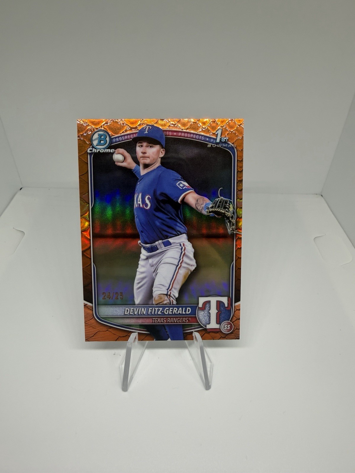 2025 Bowman Chrome Devin Fitz Gerald 1st Orange Reptilian 24/25 Nationals