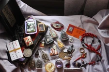 Thai Amulet Buddha Lot Snake Fox Bronze Antique Rare Garuda Code Nang Kwak Box