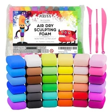 36 Color Air Dry Foam Clay for Sculpting and Cosplay Set - Ultralight, Soft,...