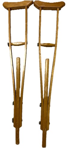 Pair Vintage Wooden Crutches Child Size 28.5” Tiny Tim Children's Small