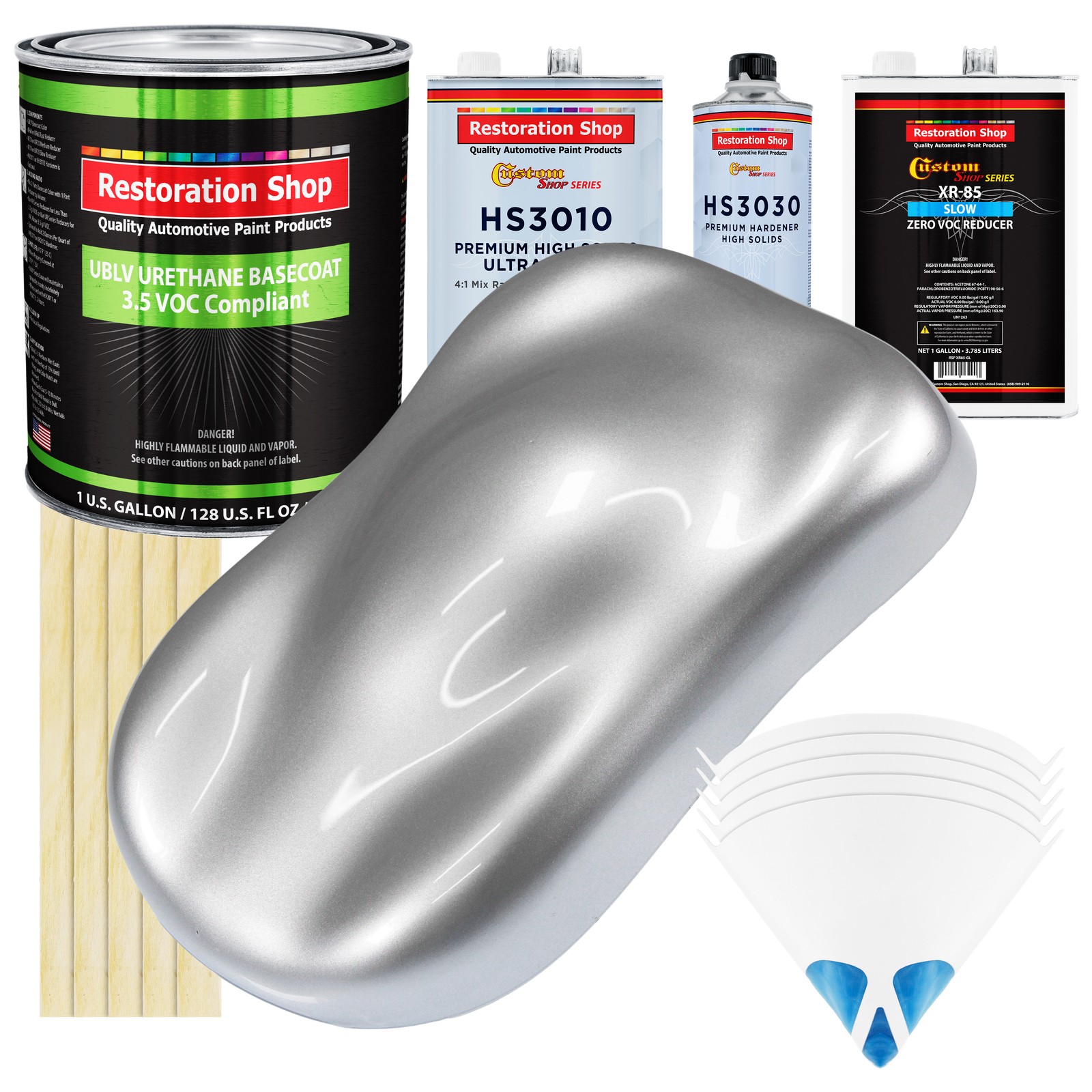 Iridium Silver Metallic Low VOC Slow Prem Gallon Urethane Basecoat Clearcoat Kit