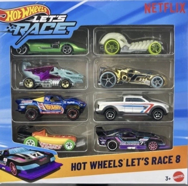 Hot Wheels 2025 Mainline Hot Wheels lets Race 8 Pack GT-Scorcher Dragon Blaster
