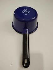 Vintage Huta Silesia Poland Enamelware Dark Blue/White Pan Farmhouse #12 Dish