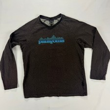 Patagonia Logo Crewneck Sweatshirt Gray Organic Cotton Raglan Pullover Medium