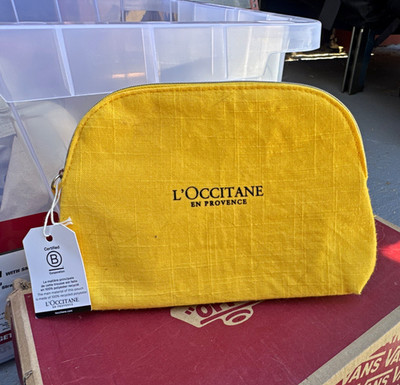L'Occitane En Provence Yellow Zippered Makeup Bag Pouch