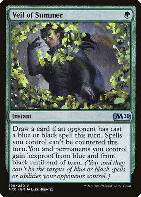 x1 Veil of Summer M20 MTG 198 UNCOMMON M/NM 1x