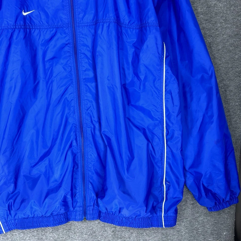 Chaqueta cortavientos vintage Nike Team para hombre 3XLT azul cremallera completa forrada de malla Foto 3 de 4