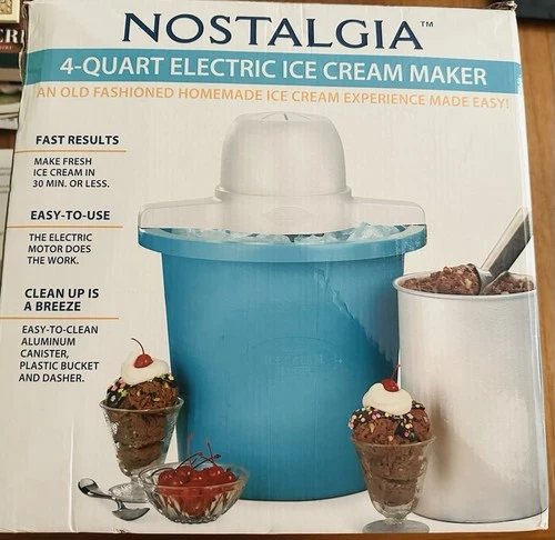 Nostalgia Electrics 4 Quart Electric Homemade Ice Cream Maker Used 1 Time