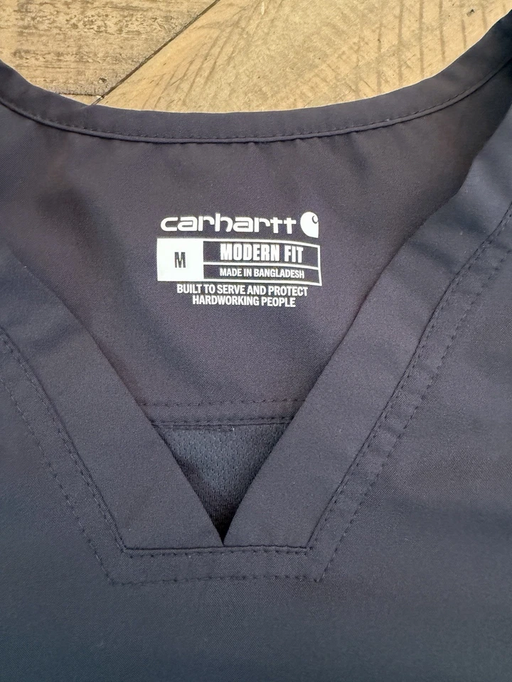 Carhartt Scrub Top Mens Medium Black V-Neck Scrub Top Modern Fit Good Cond! 304 - Image 2 of 4
