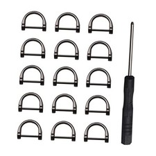 15pcs D-Rings Screw in Shackle Horseshoe U Shape D Ring Screw in Shackle Black