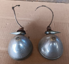 Rough Vintage Cowl Lights Lamps Pair Chrome Patina Yard Art Turn Signals Tail