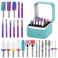 25Pcs Nail Drill Bits Set with Storage Box, 3/32 Inch Tungsten Lake Blue 