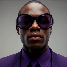 Mens Oversized Bug Eye Sunglasses Black Frame Purple Tinted Lens Cyber Y2K Wrap