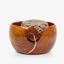 Portable Rosewood Yarn Bowl for Knitting and Crocheting