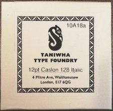 Letterpress Type - 12pt Caslon 128 Italic - Adana