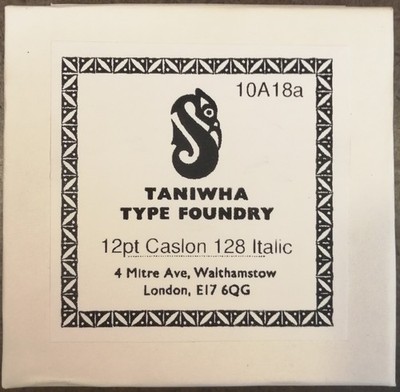 Letterpress Type - 12pt Caslon 128 Italic - Adana