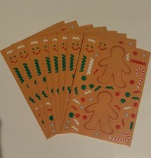 Gingerbread Man Cookie Sticker Sheets Craft Candy Canes DIY Lot of 8 Holiday