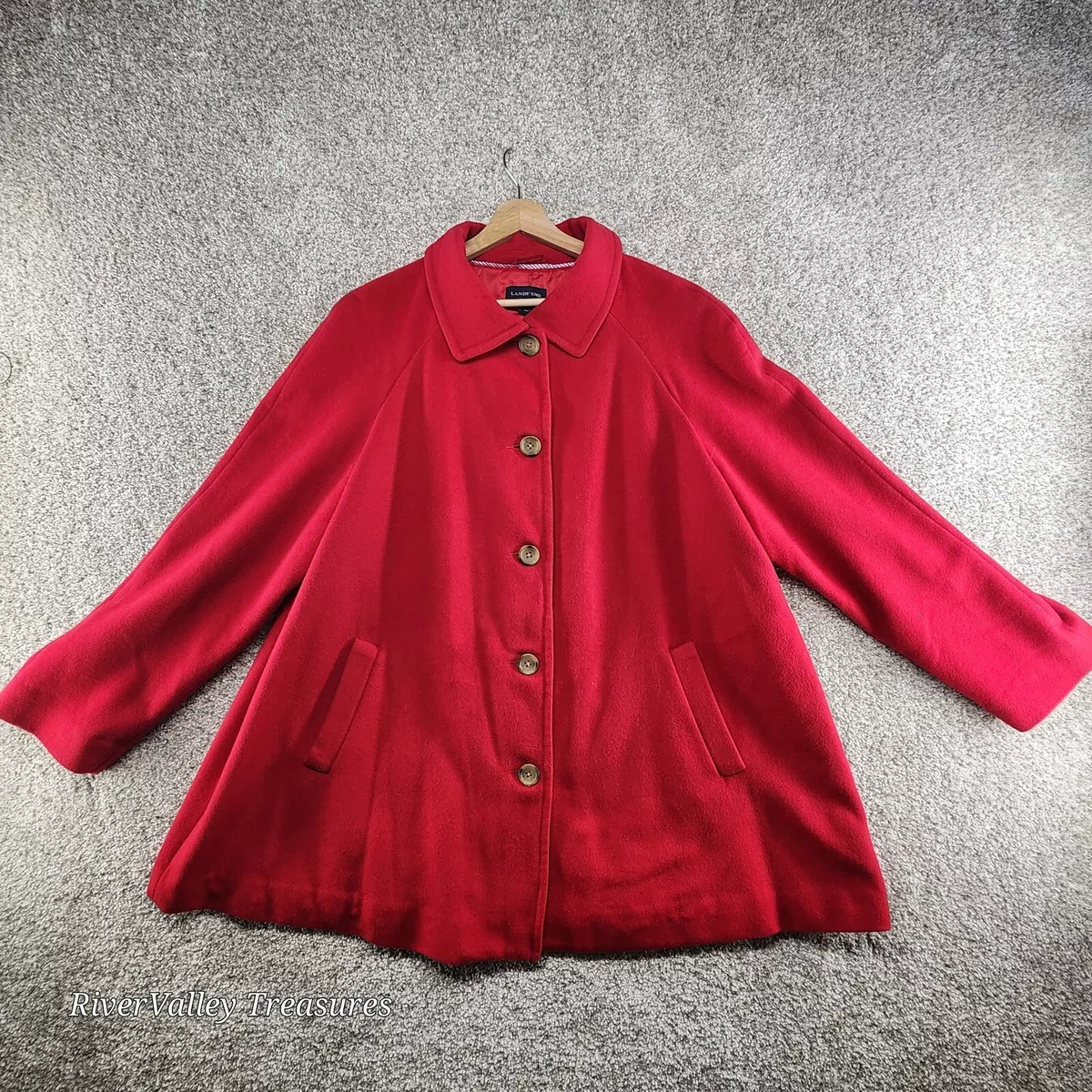 Lands End Red Coat plus size 20W Wool & Angora blend. Satin lined. Swing  Jacket.