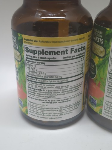 Lot Of 3 MegaFood Baby & Me 2 Vegan DHA & Choline Supplement 60 Caps 01/2025+ - Picture 7 of 15