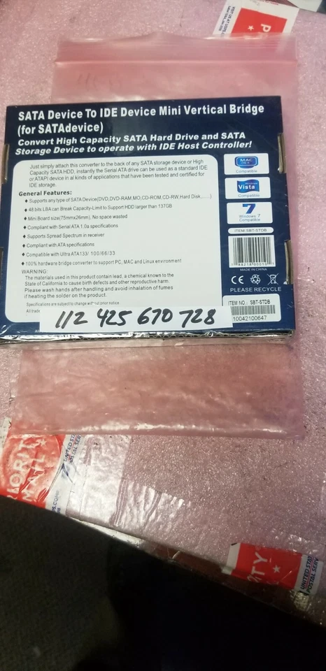 Serial ATA (SATA) to Sabrent IDE Ultra ATA-100/133 Port Mini Converter - Image 2 of 2