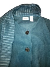 Le Moda Teal Fleece Cape W/scarf One Size Fits Most Shaw W/pockets And 2 Buttons