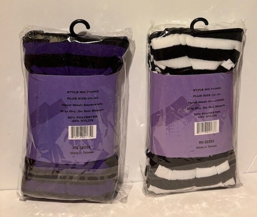 Brand New Plus Size Nylon Stripe Tights Pantyhose Leg Avenue 7100Q Pack of 2 NEW - Picture 2 of 2