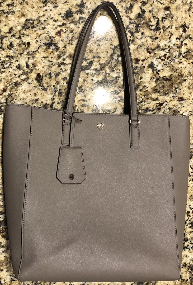 Tory Burch Taupe Saffiano Leather Large Tote