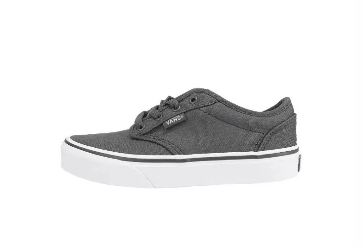 VANS Atwood Kids Pewter White Canvas Boys Skate Shoes Youth Sizes