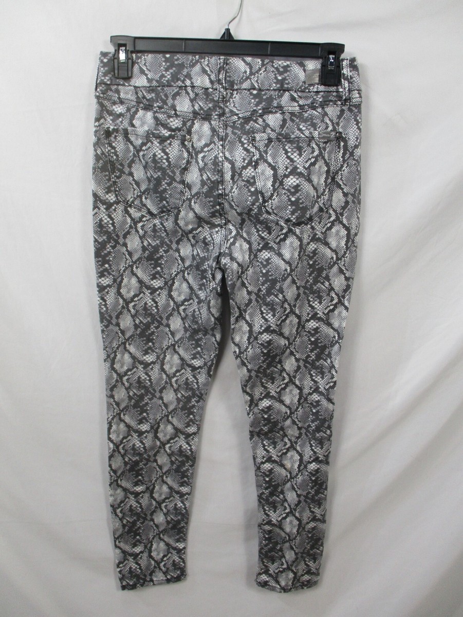 Seven7 Jegging Pants Womens 10 Gray Snake Print Flat Front
