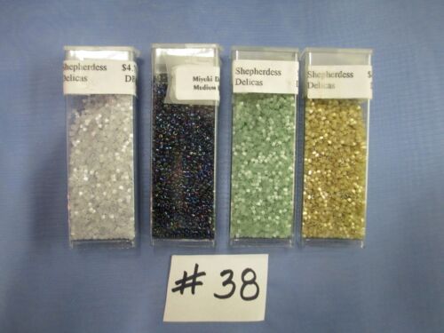 Vintage 4 Containers Delicas Glass Seed Beads Various Colors about 65 Grams - Picture 1 of 11