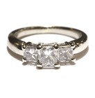 GIA 14k white gold 3 stone princess diamond 1.44CT engagement ring 5.3g Natural — photo 1