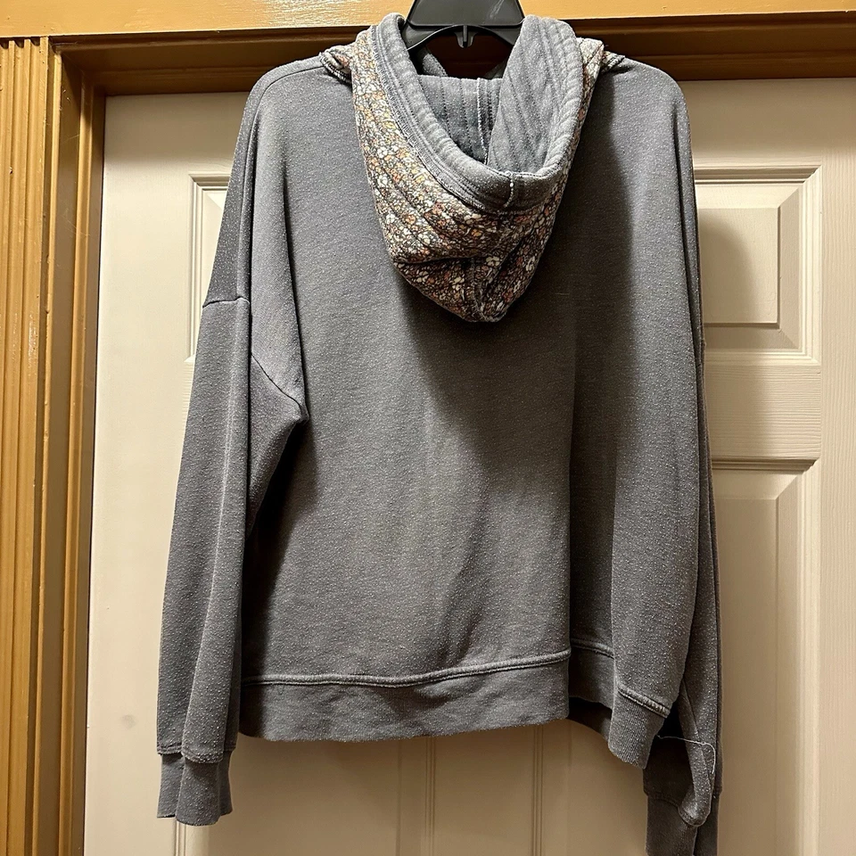 Sudadera con Capucha Vintage Y2K Lucky Brand Talla XL Floral Gris Suave Foto 2 de 4