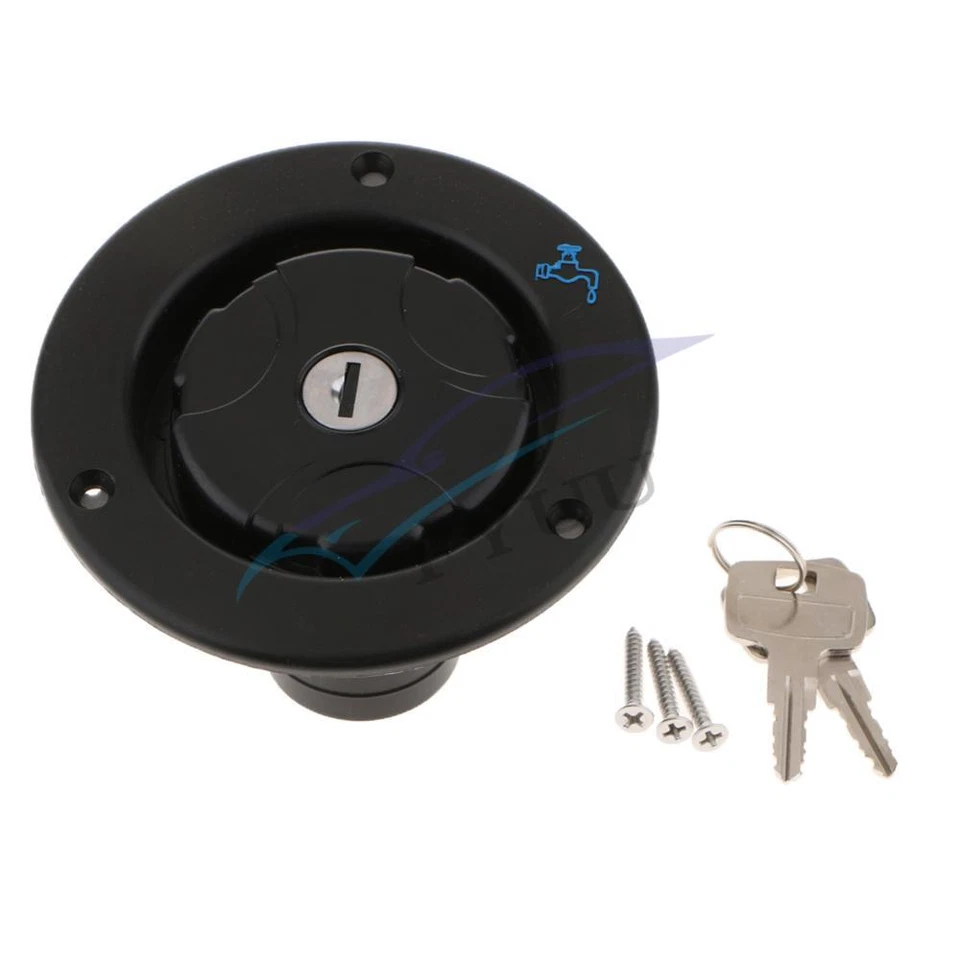 Universal Black PP Car SUV Truck Van Fuel Tank Gas Lid Filler With Keys 110x80mm - Image 3 of 4