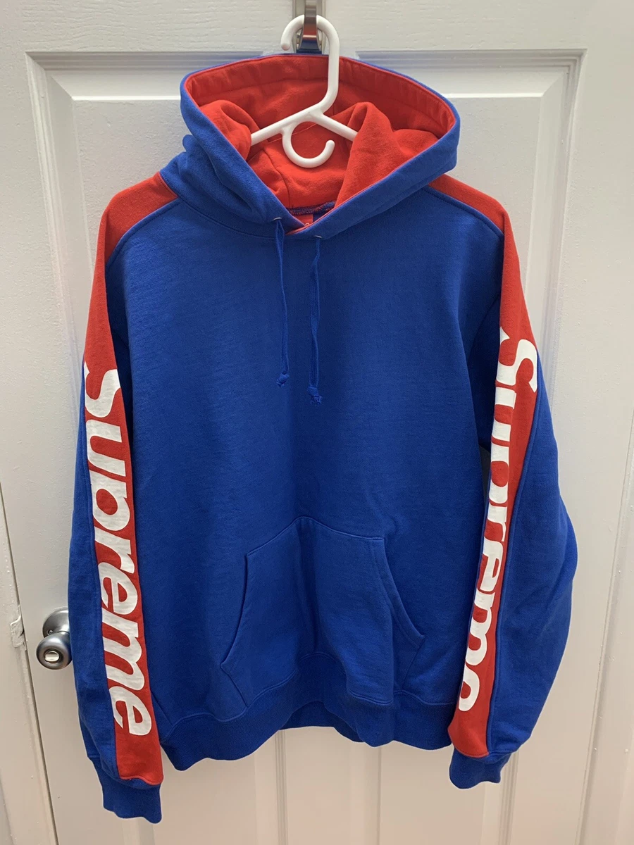 Supreme SS18 Sideline Hoodie Royal Blue Red Mens SIZE M Preowned 100%  AUTHENTIC