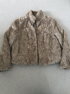 Blonder + blonder karamellfarbener Damen-Kunstfellmantel   Größe 10