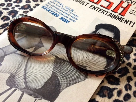 SWANK 1960's Tortoise Color Prescription Glasses w/ Aurora Borealis Rhinestones - Image 2 of 4