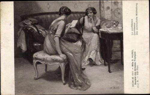 c.1911 Artist Postcard Two Young Women “The Confidential Message” Excellent - Foto 1 di 2