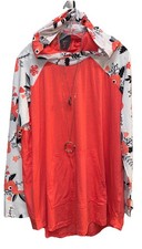 NWT LuLaRoe XL Melon Gray Floral Sleeves Knit Amber Hooded SWEATSHIRT