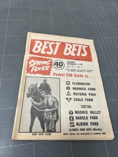 VINTAGE BEST BETS HORSE RACING PROGRAMME 1970s SPRING FEVER FLEMINGTON